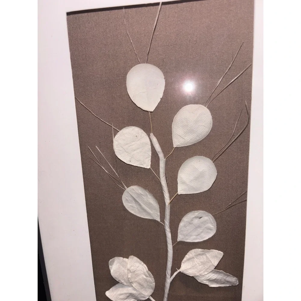 Set of 2 Botanical 3D Leaf Framed Wall Art Black White Minimalist Modern 15x7 - Picture 8 of 8